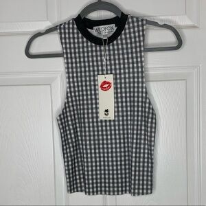 NWT Wildfox Oxford Plaid Halter Crop Top